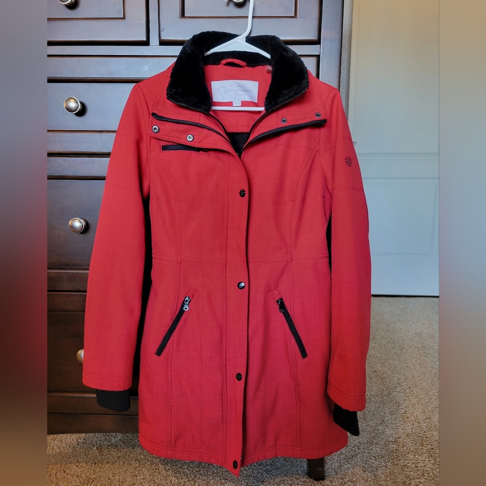 Jessica Simpson red jacket